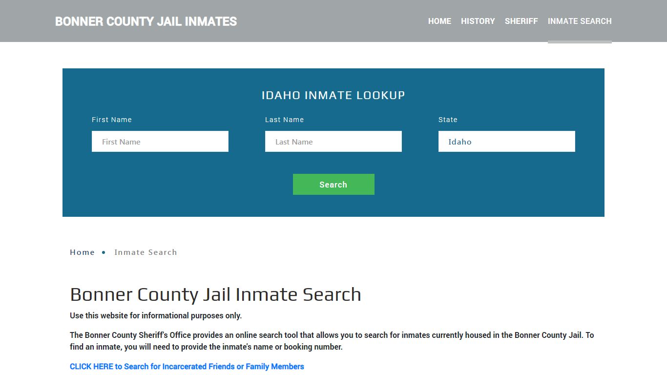 Bonner County, ID Detainee Lookup