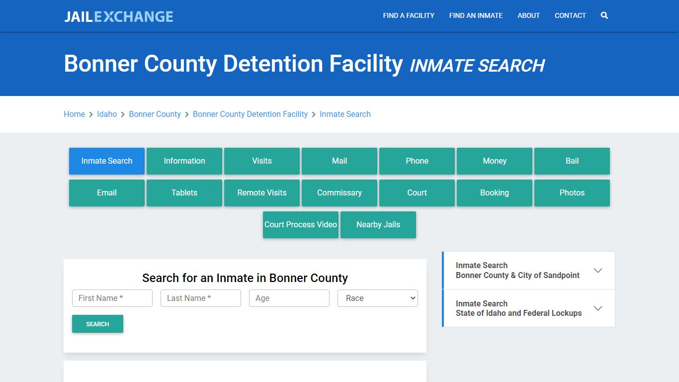 Bonner County Detention Facility Inmate Search - Jail Exchange