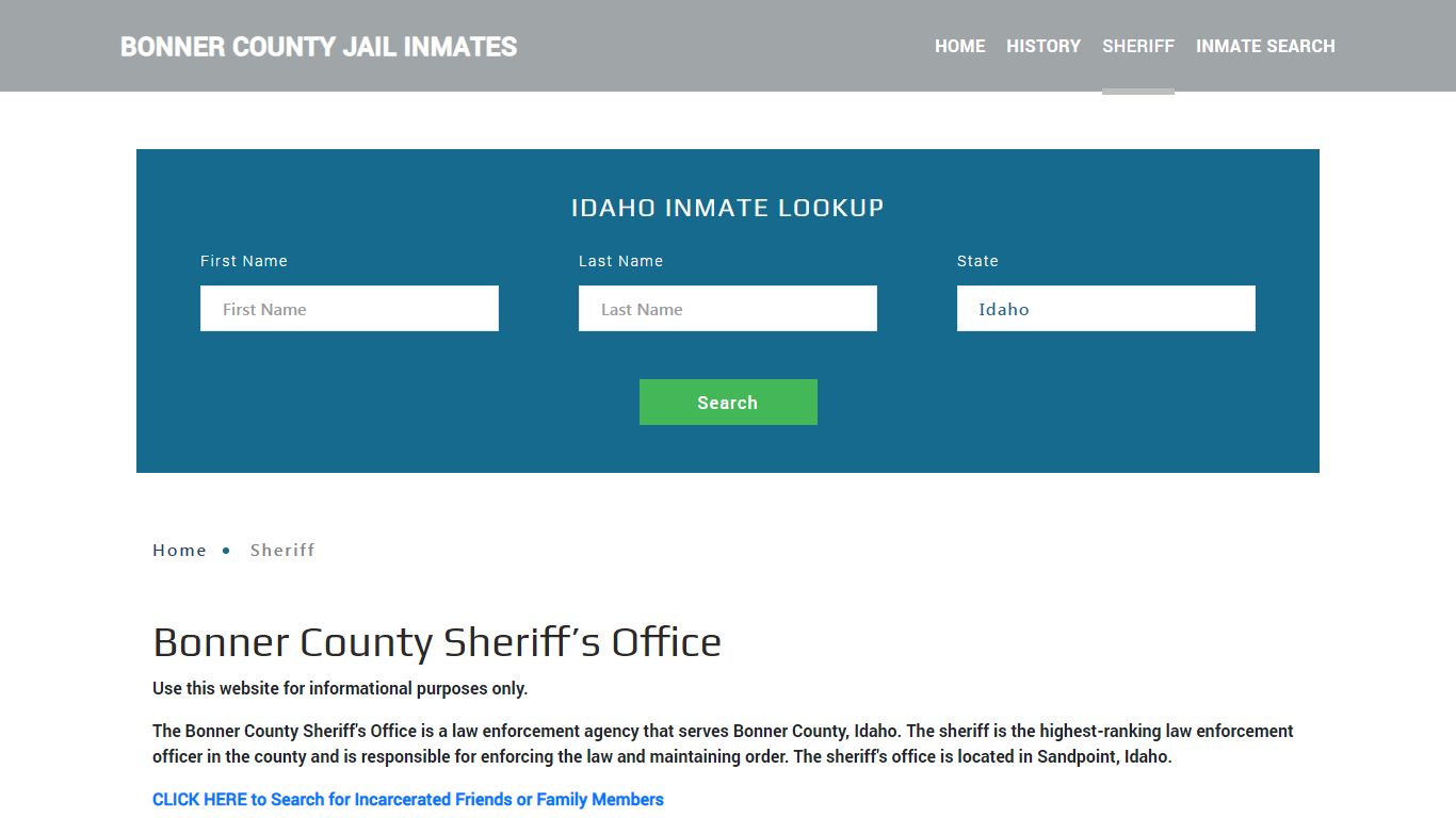 Bonner County Sheriff, ID Arrest Warrant Lookup