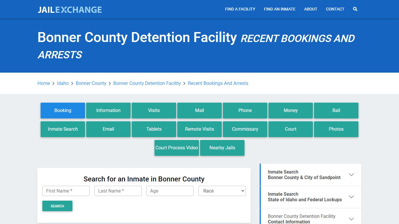 Bonner County Detention Facility Recent Bookings And Arrests